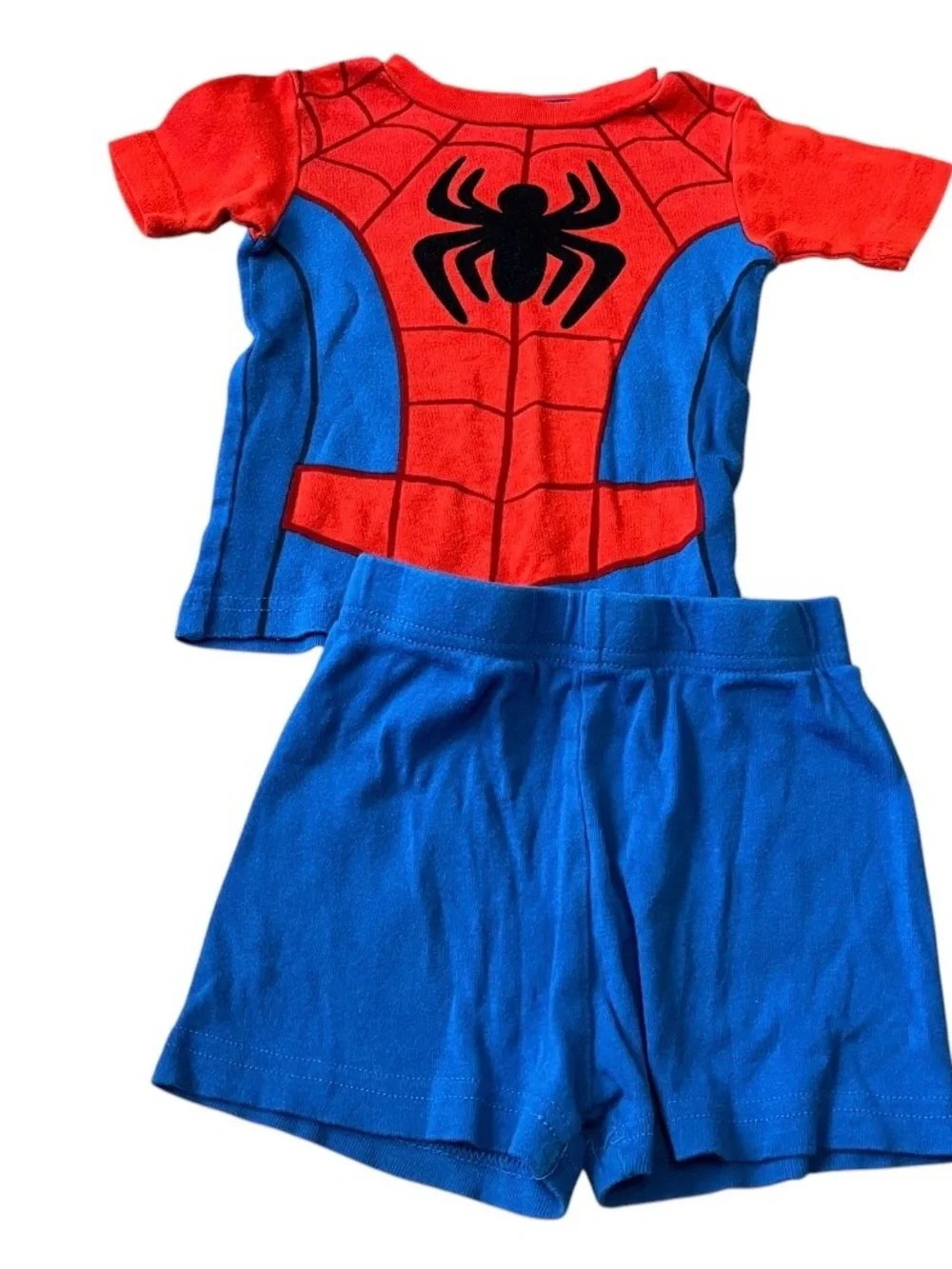 Red & Blue Spider-Themed Kids Pajamas Set - Short Sleeve Top and Shorts Boys 4T